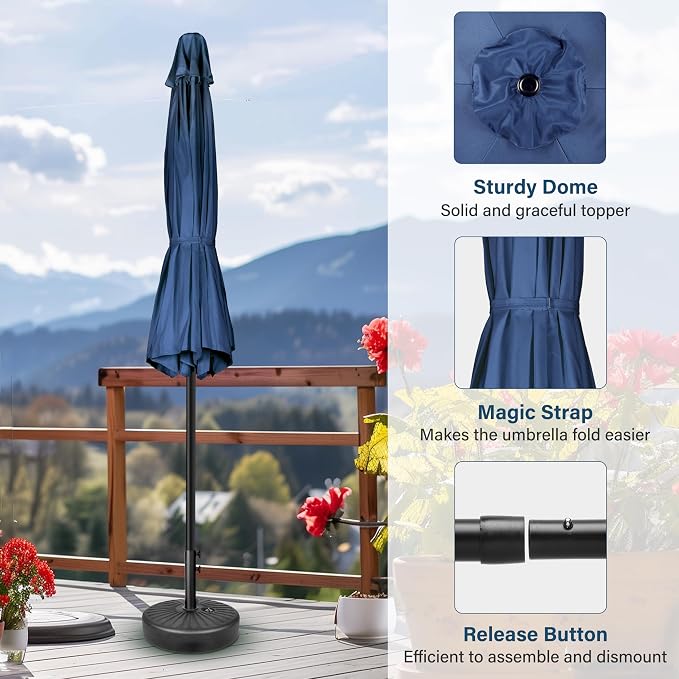 Simple Deluxe 2 Pack 7.5' Patio Umbrella Outdoor Table Market Yard Umbrella with 6 Sturdy Ribs for Backyard, Pool, Garden, Deck, Blue