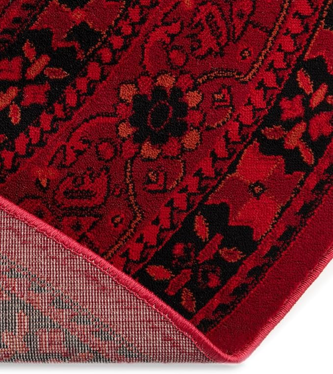 Unique Loom Tekke Collection Area Rug - Sheibani (10' Round Red/Black)