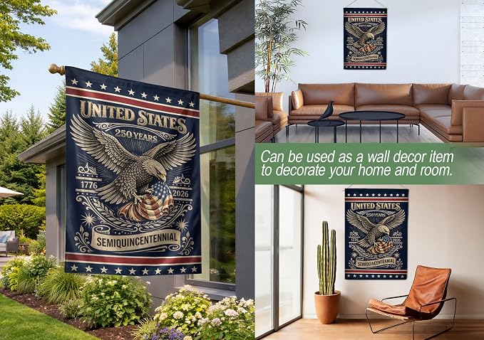 1776-2026 Commemorative, 250 Anniversary Usa Flag, Dualided Design, American 250th Anniversary Patriotic Design, American Flag With Eagle, Garden Flags For Outside 1 (30x40 Inch)
