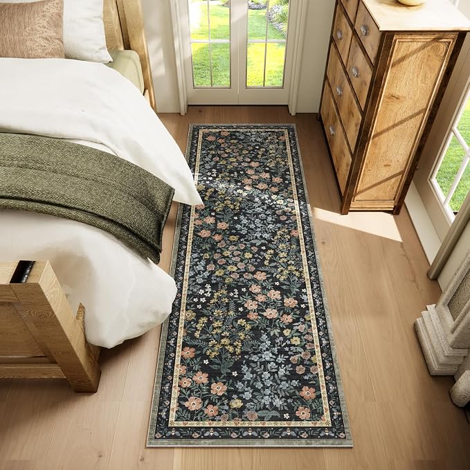 Washable Kitchen Rug Runners for Hallways: 2'x6' Entryway Rug with Non Slip Backing Low Pile Soft Indoor Floor Carpet Runner for Kitchen Laundry Room Entry Bedroom Hallway