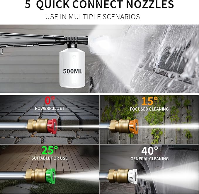 2026New Pressure Power Washer 5000PSI with Adjustable Touch Screen 8 Level, 34" Tall, 4 Quick Connect Nozzles,Inlet Hose&Filter&500mlFoam Cannon for Cars/Fences/Driveways/Home Cleaning (Red)