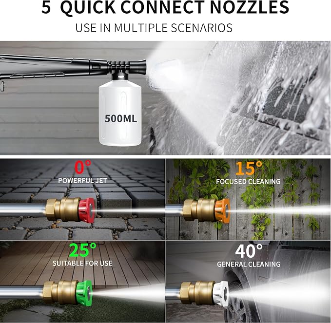 2026New Pressure Power Washer 5000PSI with Adjustable Touch Screen 8 Level, 34" Tall, 4 Quick Connect Nozzles,Inlet Hose&Filter&500mlFoam Cannon for Cars/Fences/Driveways/Home Cleaning (Yellow)