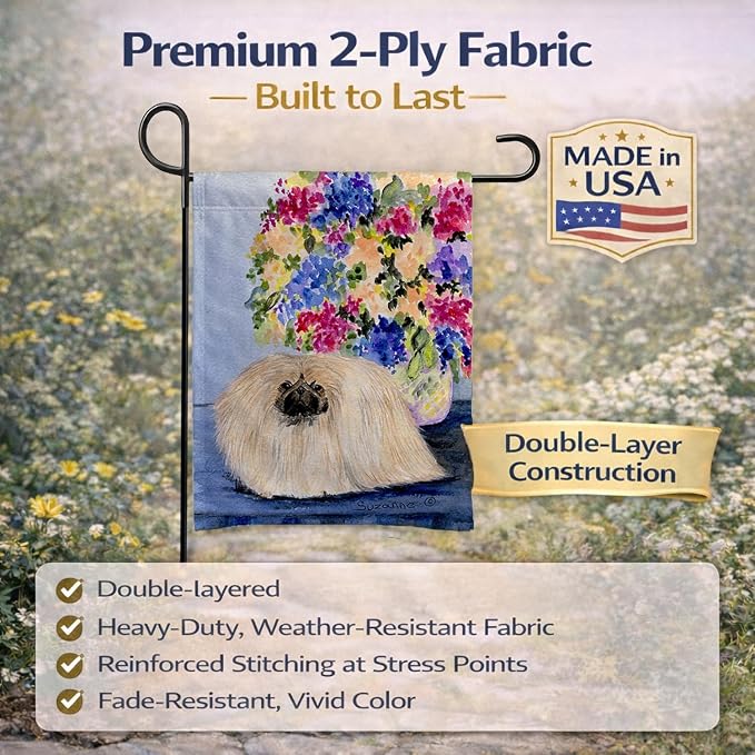 Caroline's Treasures SS8315GF Pekingese Garden Flag Mailbox Flag Decorative Yard Flag Banner Outside Patio Artwork Yard Flower Beds, Garden Size, Multicolor