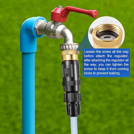 Feekoon 8 Set 25 Psi Drip Irrigation Faucet Adapter Kit 1/2'' Irrigation Tubing to 3/4'' Faucet Water Pressure Regulator Backflow Preventer with Filter, Drip System Parts
