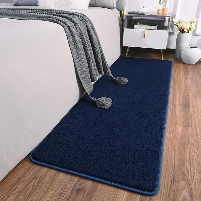 AROGAN Shag Runner Rug for Hallways, 2x6 Feet Washable Rugs, Navy Blue | Soft Washable Memory Foam Carpet for Bedroom, Non Slip Backing Runners Rug for Hallways, Kitchen, Bathroom, Entryway Home