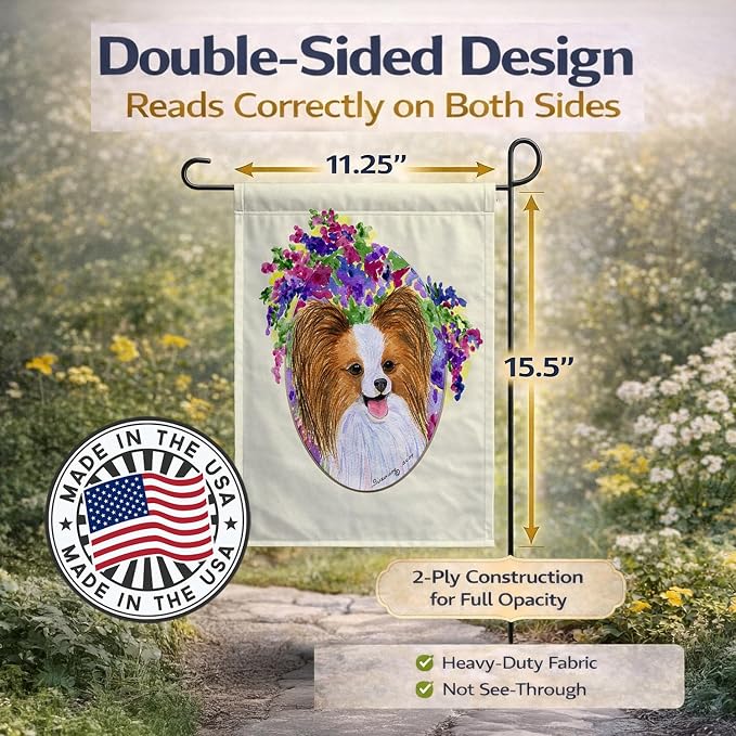 Caroline's Treasures SS8074GF Papillon Garden Flag Mailbox Flag Decorative Yard Flag Banner Outside Patio Artwork Yard Flower Beds, Garden Size, Multicolor
