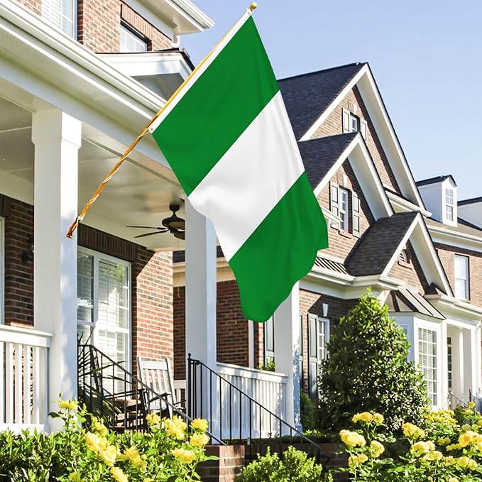 AhfuLife Nigeria Flag 3x5 Ft, Large Nigeria National Flags for Outside - Double Side with Brass Eyelets for World Cup Party Decorations, Bar Garden Street Decoration Indoor Outdoor
