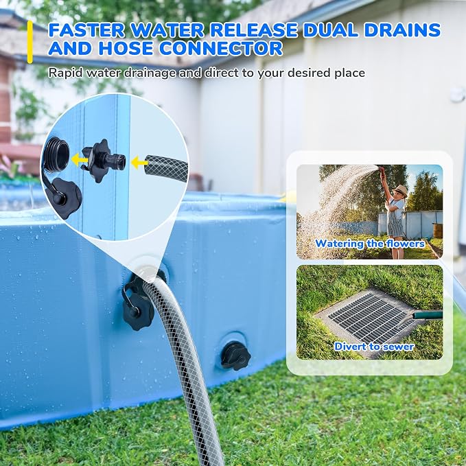 71'' Foldable Dog Pool, Sprinkler Pool for Kids, Non-Slip Dog Swimming Kids Pools, Heavy Duty Dogs Splash Pad Pools for Large Dogs, Hard Plastic Kiddie Pad for Backyard