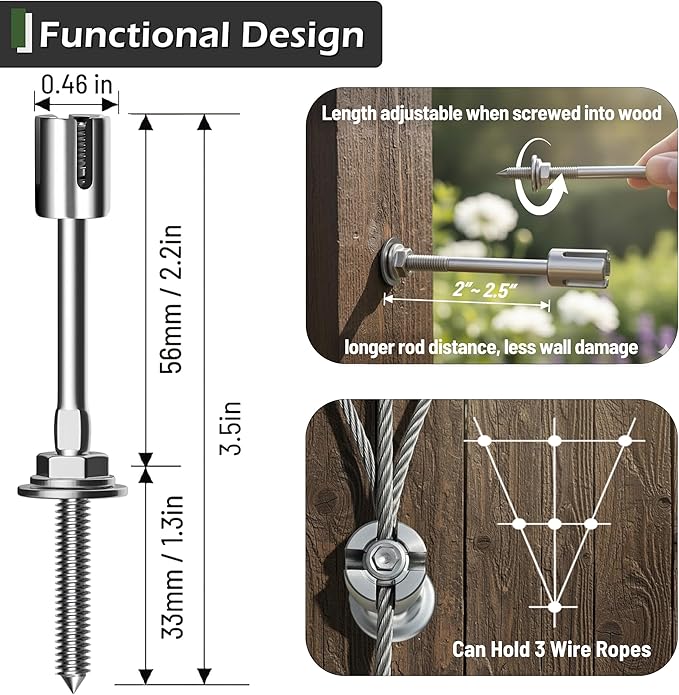 Wire Trellis for Climbing Plants Outdoor, 30-Set Wall Wire Trellis Kit with 5/64"(2mm) x 150ft Stainless Steel Cable, T316 Espalier System for Fence and Garden DIY Projects