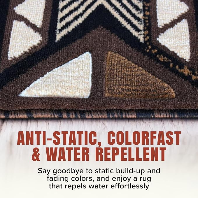 YHSF Southwest Native American Area Rug – Thick, Soft, Durable & Easy to Maintenance Tribal Design Boho Rug– Ideal for Bedroom, Living Room & Hallway - Chocolate, 2 Feet x 7 Feet