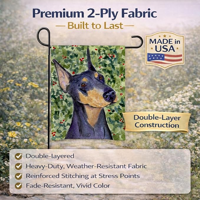 Caroline's Treasures SS8812GF Doberman Garden Flag Mailbox Flag Decorative Yard Flag Banner Outside Patio Artwork Yard Flower Beds, Garden Size, Multicolor