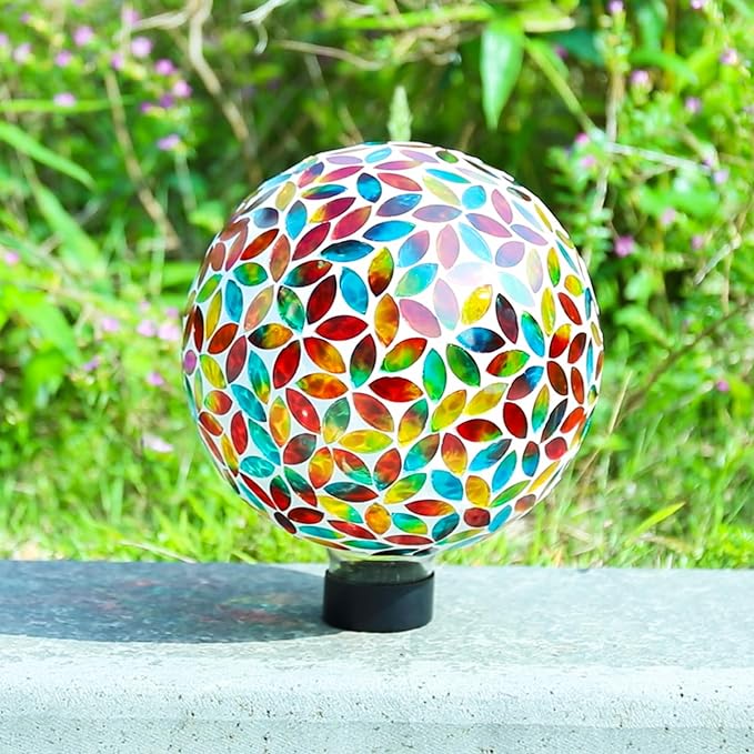 VCUTEKA Gazing Balls, 8" Glass Gazing Ball Sphere for Garden Outdoor Decor | Gazing Balls, Glass Mosaic Gazing Balls Sphere 8" Garden Globes for Garden Lawn Outdoor Yard Decorative