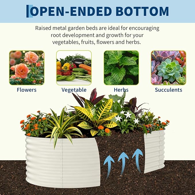 2 Pcs Raised Garden Beds Outdoor 8x4x2 ft - Galvanized Steel Planter Box for Vegetables, Flowers, Rust-Resistant Garden Box, Easy Assembly Raised Beds, Durable Planters for Outdoor Plants, Beige