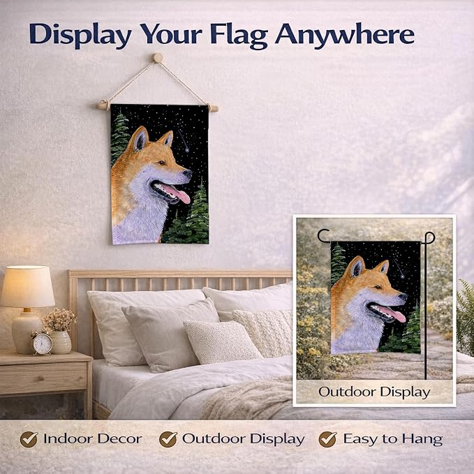 Caroline's Treasures SS8598GF Shiba Inu Garden Flag Mailbox Flag Decorative Yard Flag Banner Outside Patio Artwork Yard Flower Beds, Garden Size, Multicolor