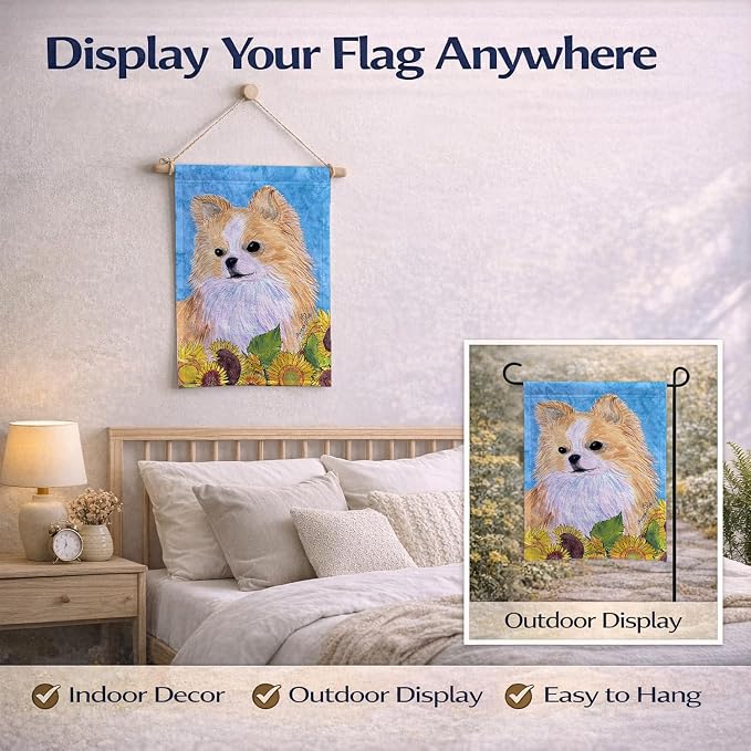 Caroline's Treasures SS4242GF Chihuahua in Summer Flowers Garden Flag Mailbox Flag Decorative Yard Flag Banner Outside Patio Artwork Yard Flower Beds, Garden Size, Multicolor