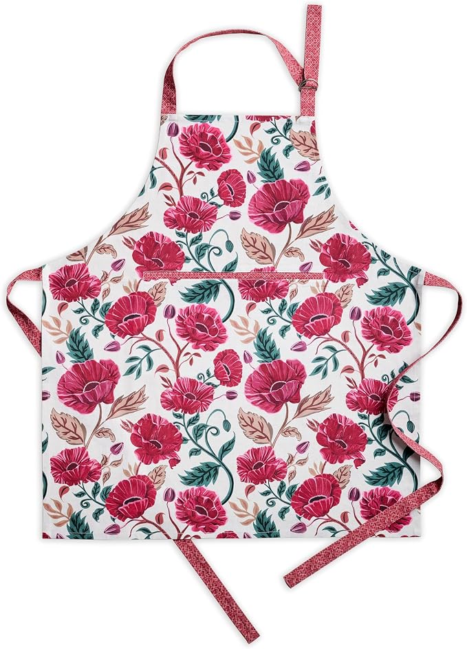 Maison d' Hermine Aprons for women with Pocket 100% Cotton (27.50"x31.50") | Adjustable Neck Strap & long ties Apron Men Chef Wedding Cooking Gardening Server Maid