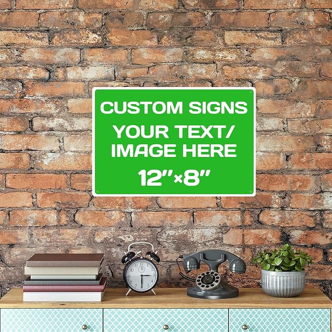 Personalized signs,Aluminum Weatherproof Metal Sign Multiple Sizes Custom Personalized Text And picture Here,hazard sign,garden sign,custom door sign,Customised business signs Green 12×8