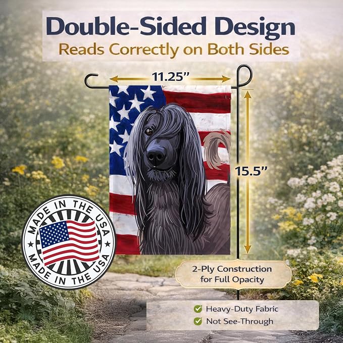 Caroline's Treasures CK6732GF Taigan Dog American Flag Garden Flag Mailbox Flag Decorative Yard Flag Banner Outside Patio Artwork Yard Flower Beds, Garden Size, Multicolor