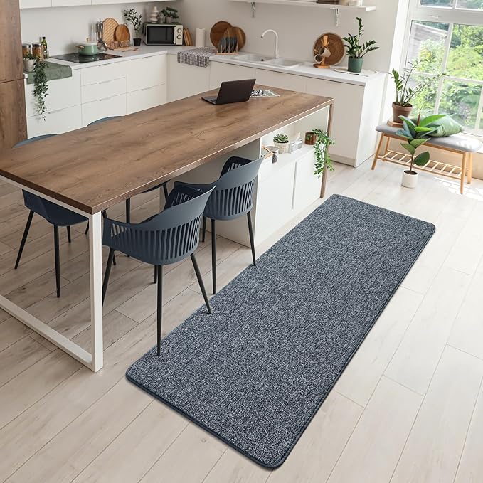 Chicrug Memory Foam 2x6 Runner Rugs for Hallway Entryway Bedroom | Low-Pile Soft Carpet Runner Rug for Kitchen, 6ft Kids Rug for Bedside Dorm Room Decor, Blue and White