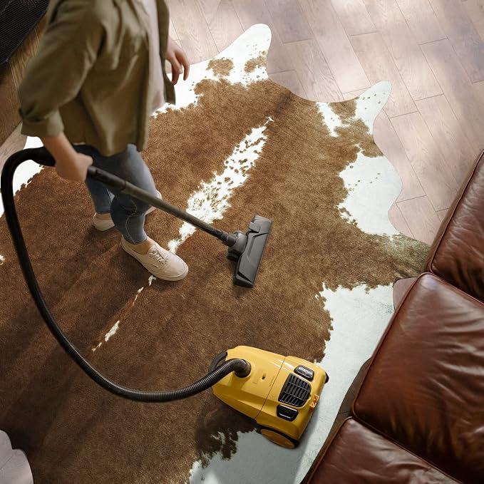AROGAN Faux Cowhide Rug, Brown Cow Print Large Animal Area Rug, 5.2x6.2 Ft | Premium Cow Hide Carpet, Western Rug for Bedroom Living Room Decor, Durable Faux Cow Skin Cowhide Area Rug