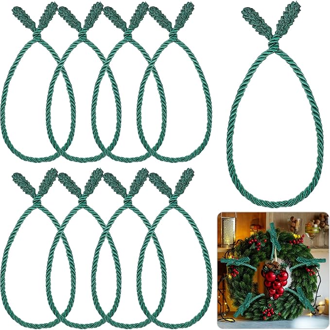 Zhengmy 8 Pcs 20 Inches Christmas Garland Ties Christmas Decorative Twist Ties for Banister Reusable and Flexible Twist for Xmas Home Decorations Holiday Craft Wrapping (Green)