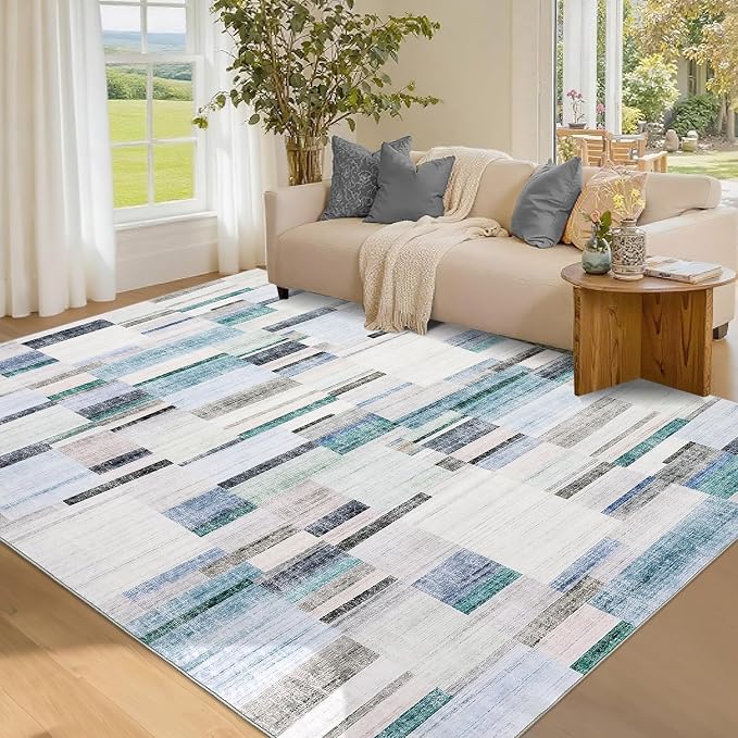 GarveeHome Geometric Area Rug 5x7 Washable Non Slip Bedroom Rug Modern Rugs for Living Room Soft Non Shedding Stain Resistant Low Pile Carpet for Dining Room Office Classroom