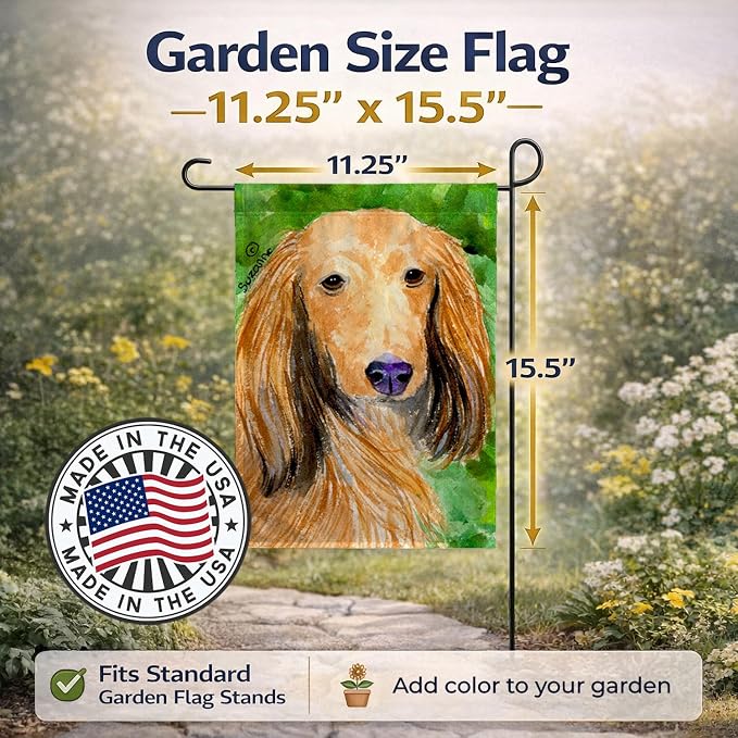 Caroline's Treasures SS8790GF Dachshund Garden Flag Mailbox Flag Decorative Yard Flag Banner Outside Patio Artwork Yard Flower Beds, Garden Size, Multicolor