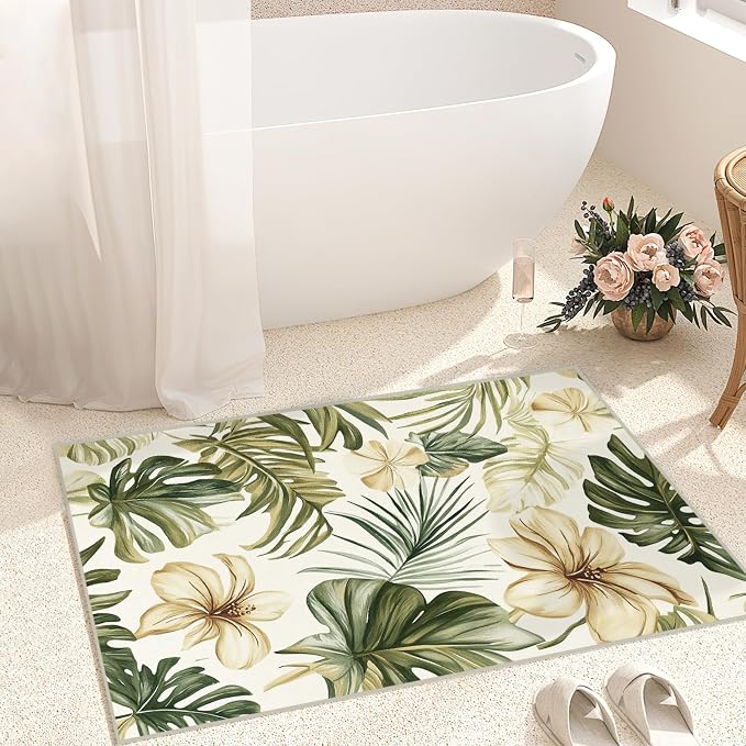 Botanical Monstera Area Rug for Living Room Boho Floral 2x3 Entryway Rug Modern Tropical Leaves Rugs Non Slip Low Pile Machine Washable Green Palm Floor Carpet for Indoor Bedroom Dining Room Kitchen