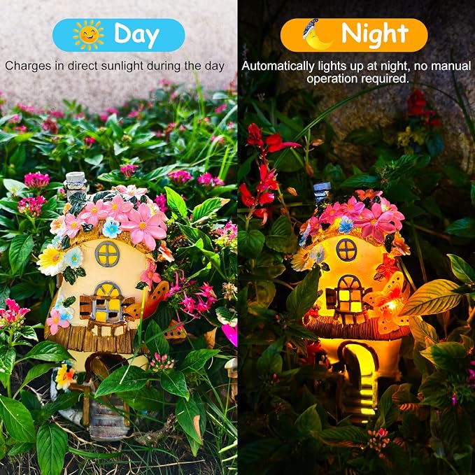 Fairy Garden Houses, Fairy Houses,Fairy Houses for Outside,Fairy Garden Houses Outdoor,Solar Fairy Garden,gnome House,Fairy Garden,Fairy Garden Accessories, for Women Gift/Teenage Gift