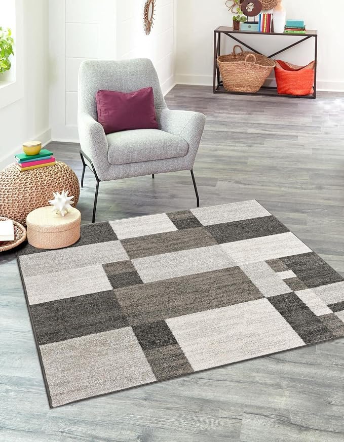 Unique Loom Autumn Collection Area Rug - Providence (5' 3" Square, Gray/ Ivory)