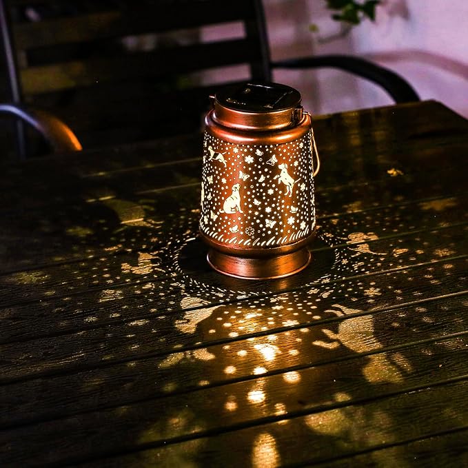 Dog Solar Lanterns Outdoor Waterproof Hanging Solar Lights Labrador Dog Gifts for Women Men Metal Decorative LED Lanterns for Yard, Patio, Lawn, Pathway, Landscape, Garden Decor, Dog Lovers Gifts