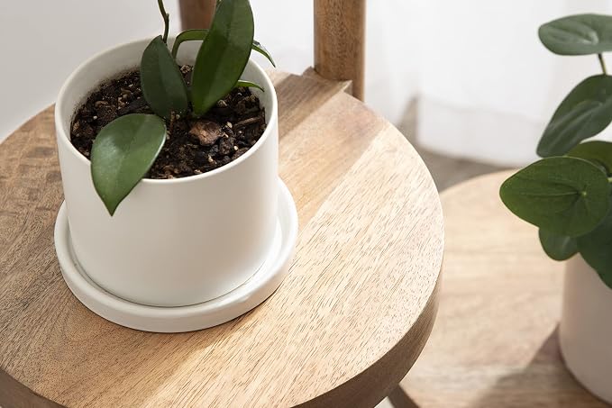 Kate and Laurel Fitley Modern 3 Tier Freestanding Plant Stand, 16 x 16 x 35, Natural Wood, Decorative Handcrafted Wood Plant Stand with Farmhouse Finish