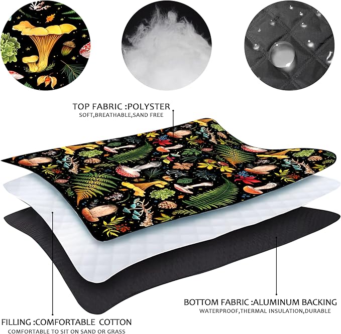 Picnic Blankets Beach Blanket 80" X 80" Extra Large Waterproof Camping Blankets Portable Outdoor Mat 3-Layer Blanket for Beach, Hiking, Park, Music Festival, Grass Lawn,Travel