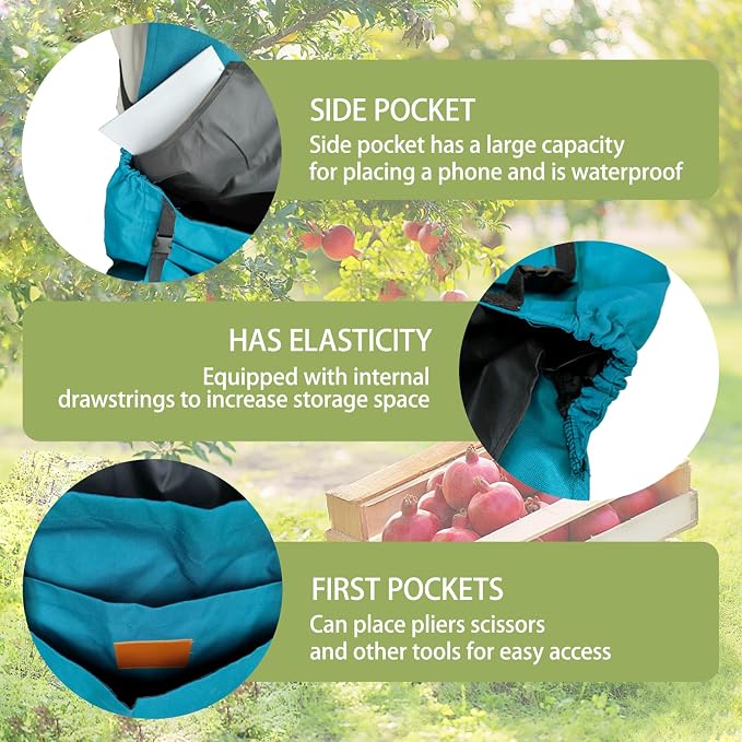 Waterproof Gardening Apron for Women Men, Adjustable Cross Back Garden Apron with Pockets, Oxford Cloth Harvest Apron for Gardening Planting