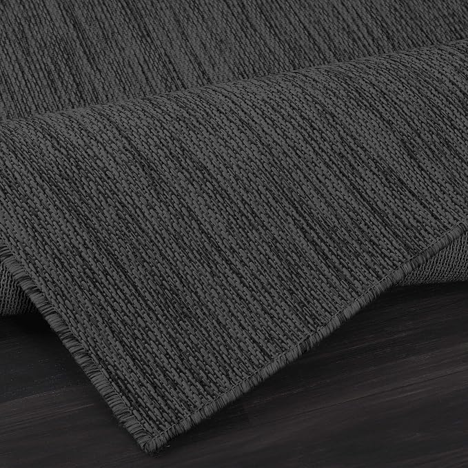 CAMILSON Outdoor Rug 6x9 Modern Area Rugs for Indoor and Outdoor Patios and Porches - Waterproof, Washable, Non-Shedding, Easy-to-Clean Outside Carpet (6 x 9, Solid - Dark Gray)