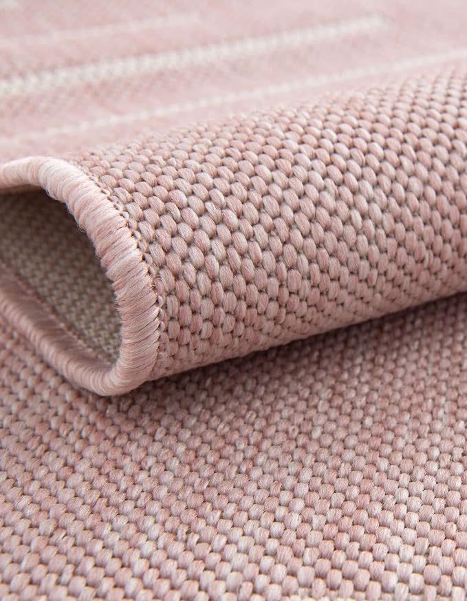 Unique Loom Outdoor Modern Collection Area Rug - Tambor (7' 10" x 10' Rectangle, Pink/ Ivory)