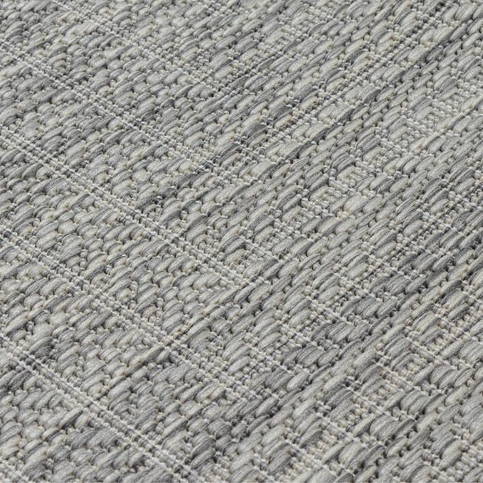 Adiva Rugs Outdoor Indoor Area Rug, Weather Resistant, Easy to Clean, Stain Resistant Floor Mat for Dining Room, Backyard, Deck, Patio (Silver Weiss, 2'6" x 7')