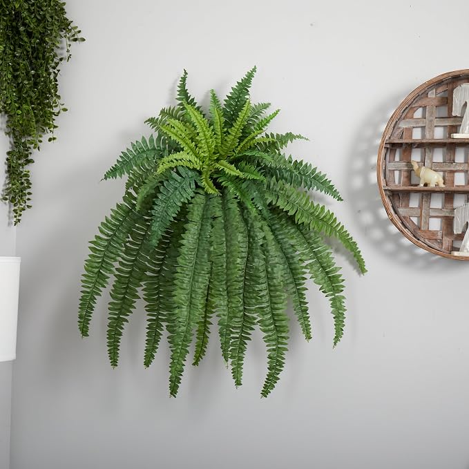 Nearly Natural 40in Boston Fern Artificial Plant, Large Hanging Fake Plant with 50 Long Realistic Fronds, Maintenance-Free Faux Fern for Office and Home Decor