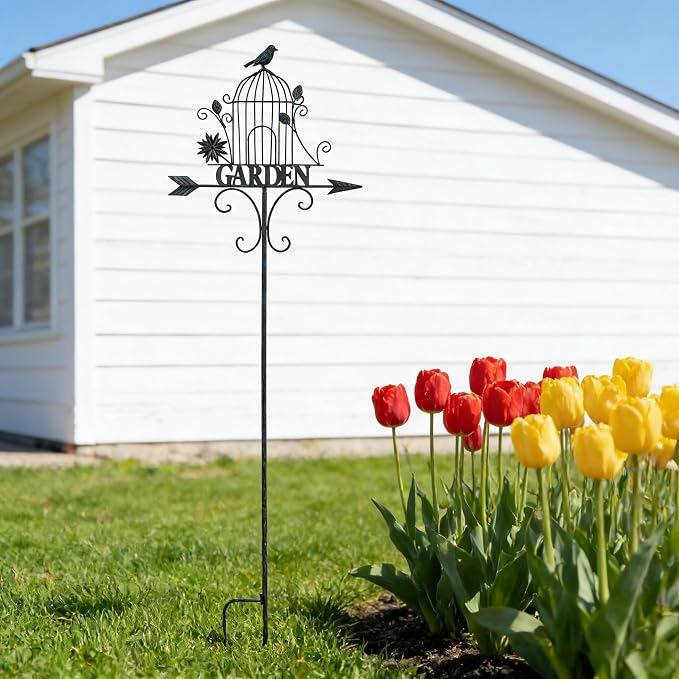 Decorative Garden Stakes，Metal Garden Sign for Outdoor Lawn Backyard Porch Pathway Decor