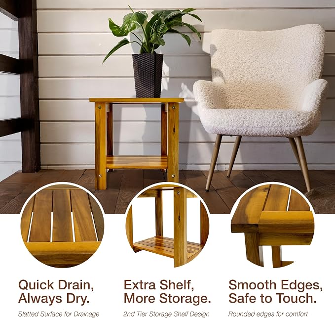 Side Table, Golden Teak Finish