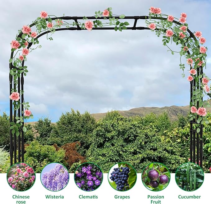 Garden Arch Trellis, 87in H x 16in L Large Garden Arch Arbor Trellis for Climbing Plants Outdoor Plant Support for Cucumber Grape Vine,Tall Metal Gardens Archway for Lawn Party Ceremony