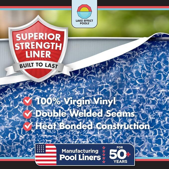 Lake Effect Pools 'Meadows' 12 ft x 18 ft Oval Above Ground Swimming Pool | 52 Inch Steel Side Walls | Kit Includes: 25 Gauge Overlap Liner & Widemouth Skimmer