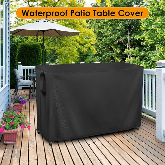 Kingling Outdoor Table Cover for Bar Table, 72 Inch Waterproof Patio Bar Cover for Outdoor Prep Table - 72''L x 29''W x 44''H