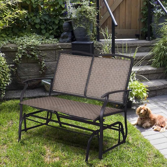 Giantex OP3100-New Patio Glider Bench, Brown 41.5"X28.0"X37"(LXWXH)