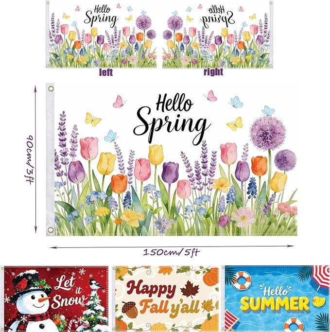 Seasonal Flags 3x5 Ft, Outdoor Seasonal Flags for Outside, Double Sided 3x5 Seasonal House Flags with Durable Material, Perfect for Yard, Patio & Porch Decor