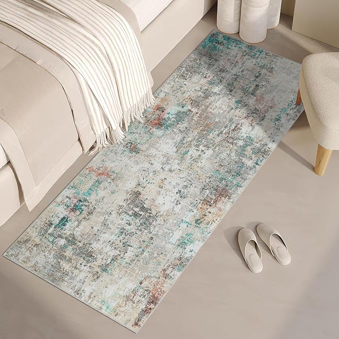 ROYHOME Modern Abstract 2x8 Runner Rug Washable Non Slip Stain Resistant Rug for Hallway Kitchen Bedroom Non Shedding Low Pile Indoor Floor Cover,Colorful