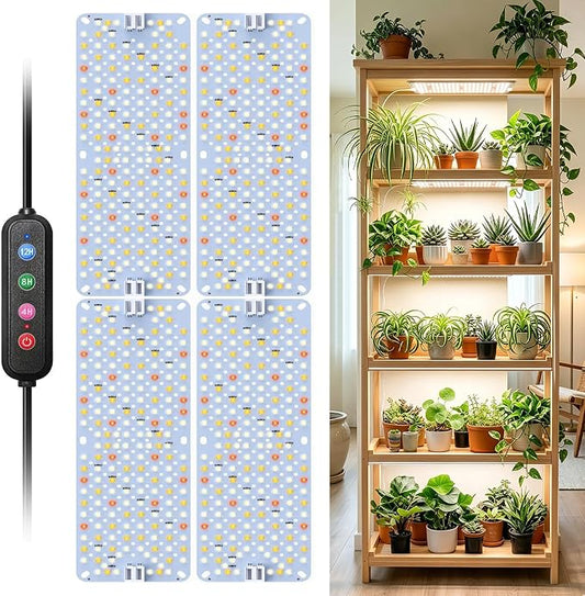 SDOVUERC Full Spectrum 768 LEDs Grow Lights, Plant Grow Lights for Indoor Plants with Daisy Chain Function, Sunlike Spectrum,4/8/12/16/20H Timer for Seed Starting(Pack4)