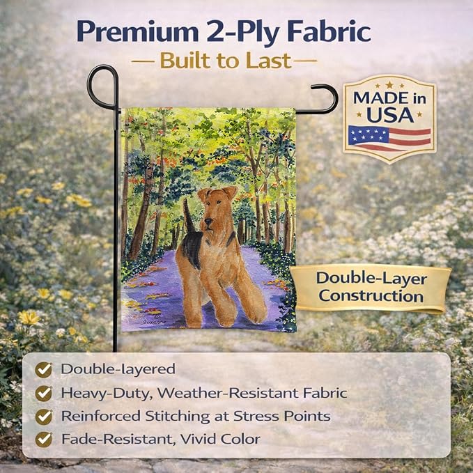 Caroline's Treasures SS8208GF Airedale Garden Flag Mailbox Flag Decorative Yard Flag Banner Outside Patio Artwork Yard Flower Beds, Garden Size, Multicolor