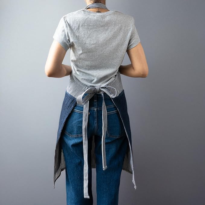 100% Cotton Kitchen Apron with 2 Pockets – Adjustable Chef Apron for Cooking Baking BBQ – Unisex Apron