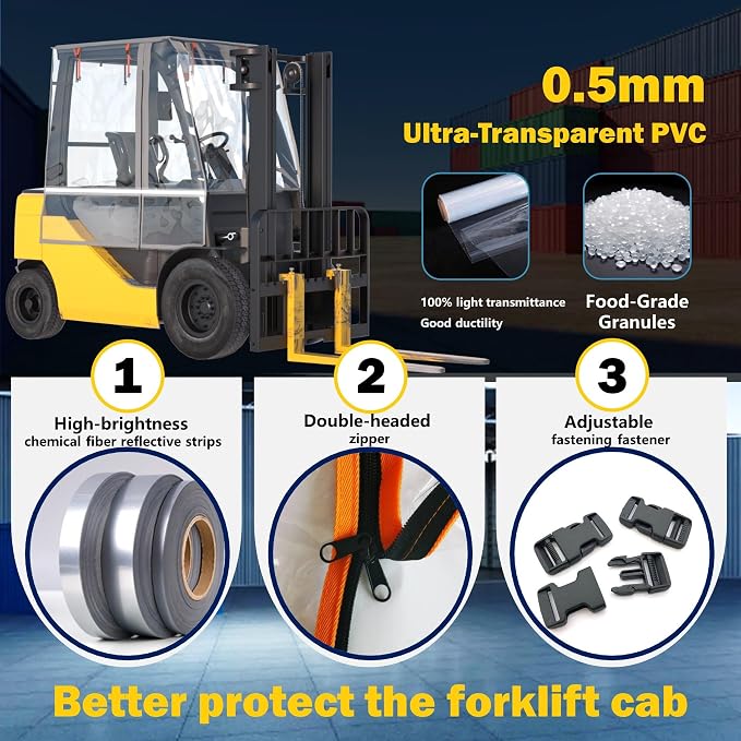 SANTIANO All-Weather Forklift Cover,0.5mm Reinforced EVA, 600D Silver Oxford, Waterproof, Windproof, UV Proof, Universal Fit for 6000 LBS Forklift,Forlift Sun Cover Easy to Use.